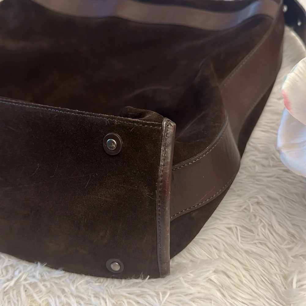 Banana Republic Brown Suede Leather Oversized Tote Purse Bag EUC